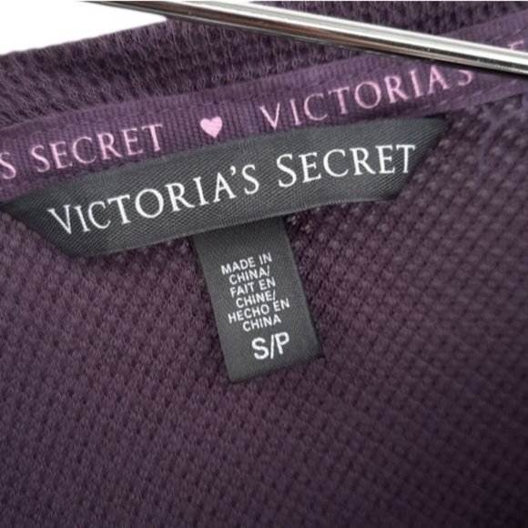 Victoria's Secret Purple Oversized Waffle Knit V-Neck V-Back Slouchy Crop Top S - Picture 6 of 11